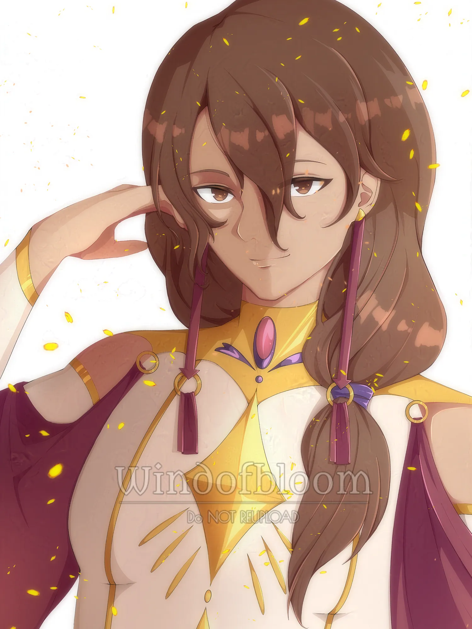 Digital art of a young man with long brown hair smiling
