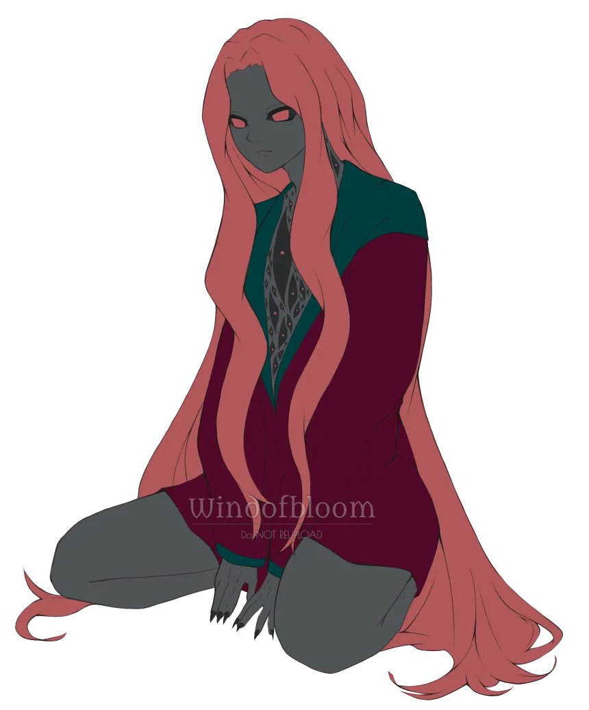 Art of my OC Alex sitting with an unhuman appearence