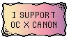 Text with a pink yellow gradient background, the text says I support oc x canon