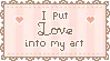 Image with soft pink and cream ribbons with the text I put love into my art