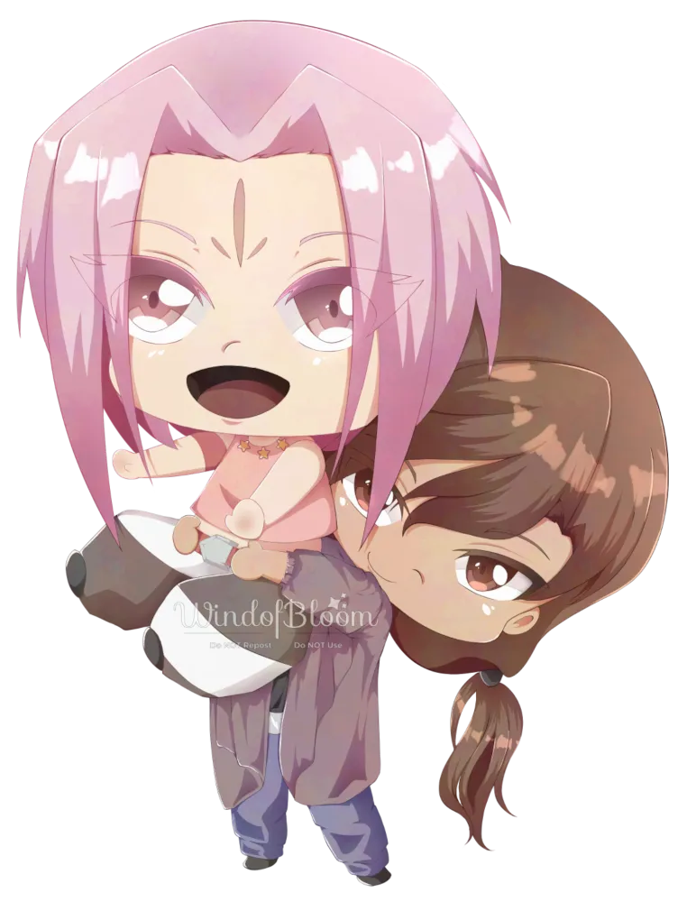 Chibi art of my OCs Tsukiko and Alex