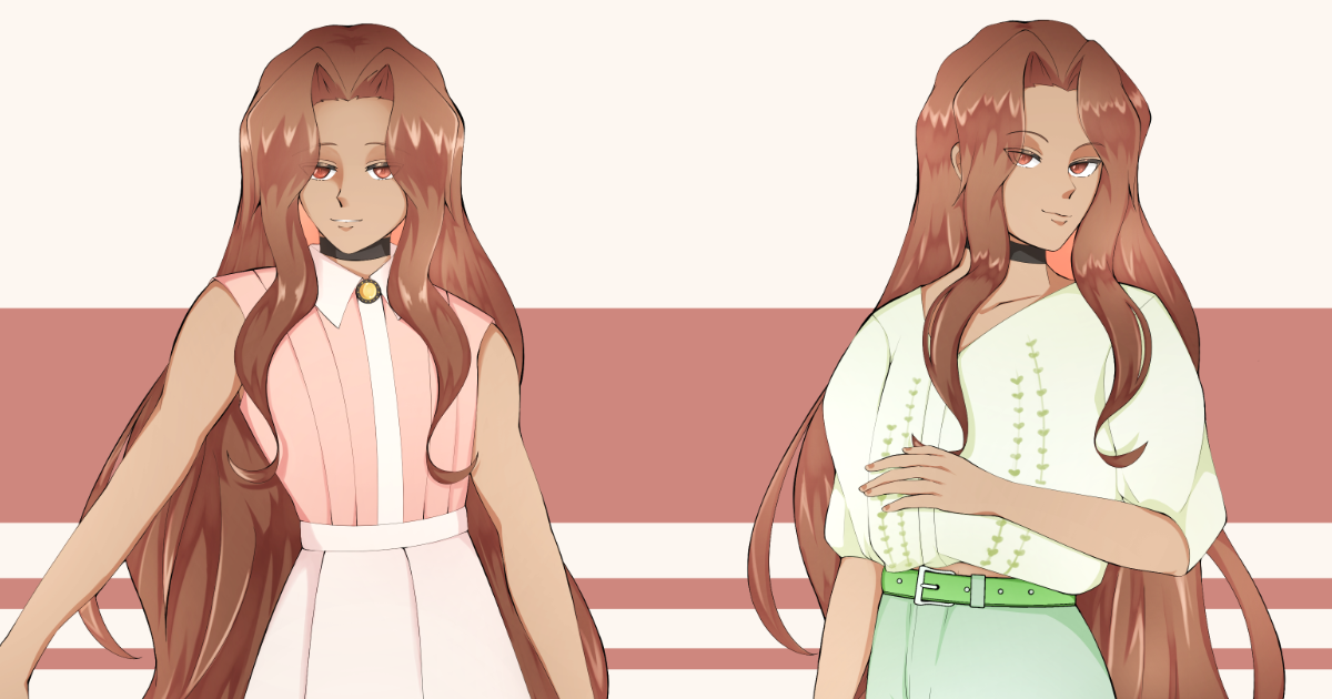 Drawing of my OC, Alexandrite, wearing cute clothes